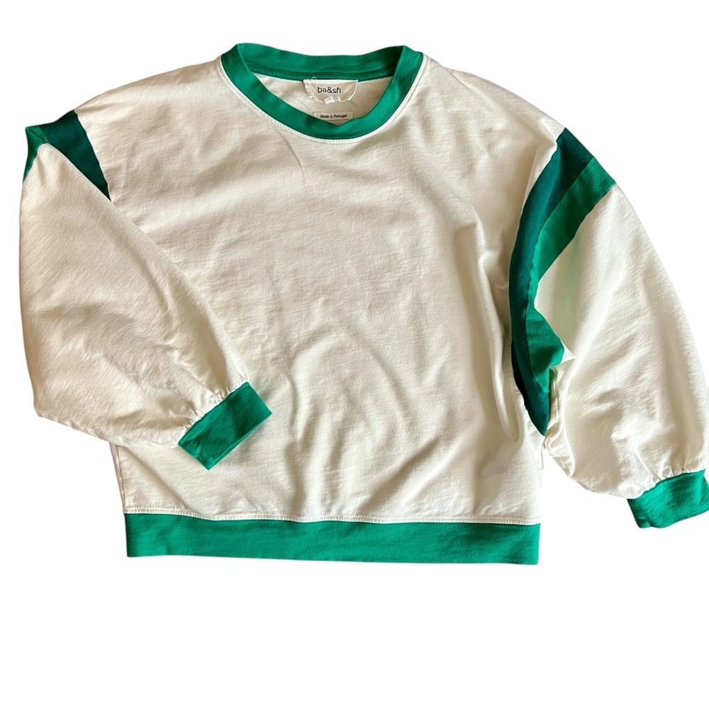 ba&sh White and Green Sweatshirt